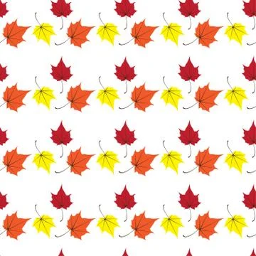 Maple leaves seamless vector white red art background Stock Illustration