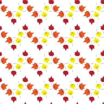 Maple leaves seamless vector white red art background Stock Illustration