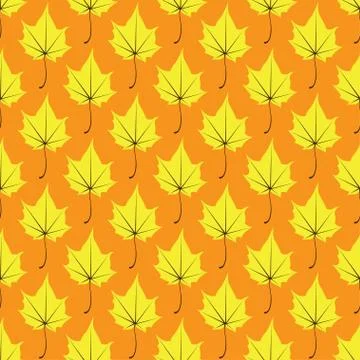 Maple leaves seamless vector yellow orange art background Stock Illustration