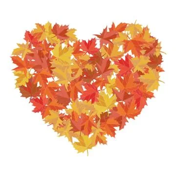 Maple leaves in the shape of heart. Stock Illustration