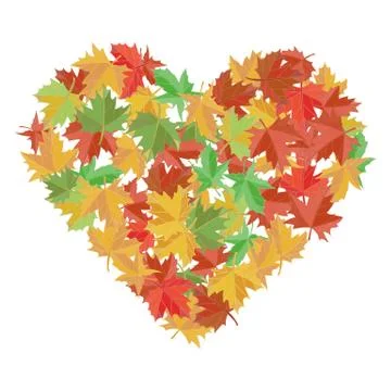 Maple leaves in the shape of heart. Illustrazione stock