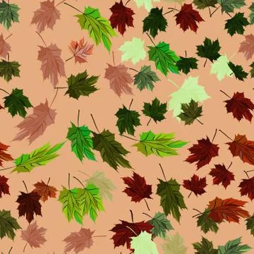 Maple Leaves Vector Seamless Pattern autumn ginger style Illustrazione stock