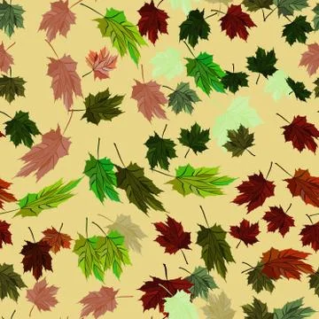 Maple Leaves Vector Seamless Pattern autumn yellow style Stock Illustration