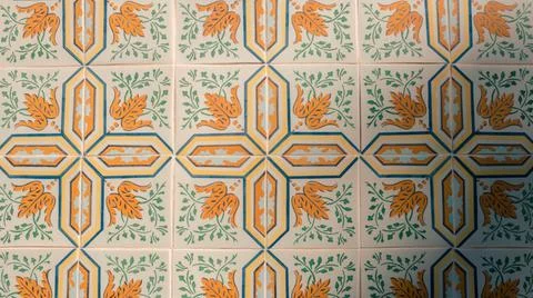 Maple pattern tiles in Lisbon city Portugal 2017 Stock Photos