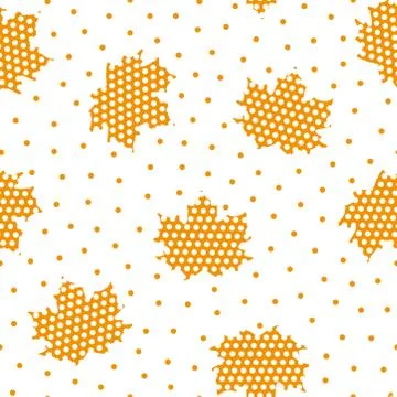 Maple polka dot leaf pattern on white background イラスト素材