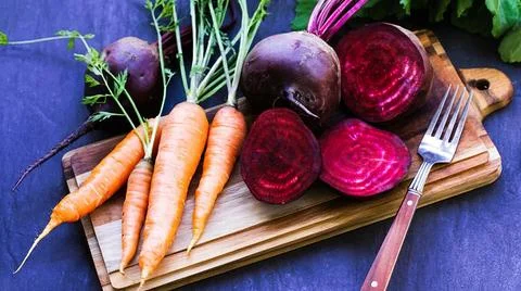 Maple Roasted Beets and Carrots Stock Photos