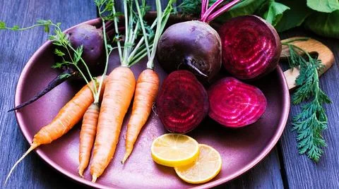 Maple Roasted Beets and Carrots Stock Photos