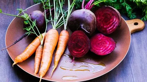 Maple Roasted Beets and Carrots Stock Photos