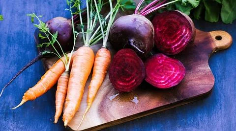 Maple Roasted Beets and Carrots Stock Photos