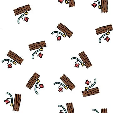Maple sap collection, using tubing method vector seamless pattern Illustrazione stock