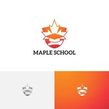 Maple School Academy Course Leaf Shield Education Logo Stock Illustration