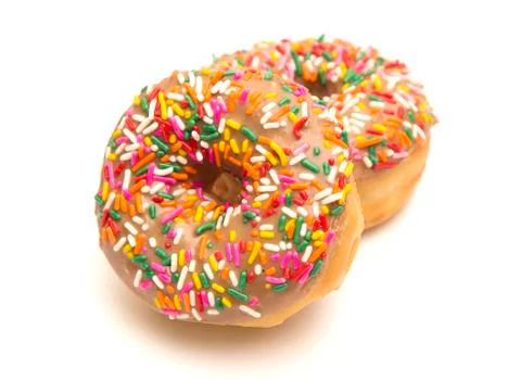 Maple Sprinkle Donuts on a White Background Stock Photos