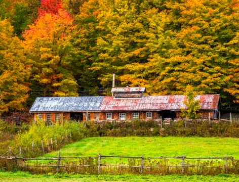  A maple sugar shack in autumn Stock Photos