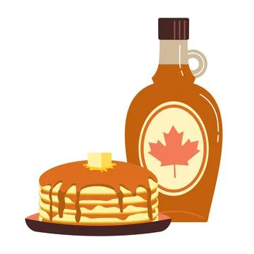 Maple syrup and pancakes flat color vector icon Stock Illustration