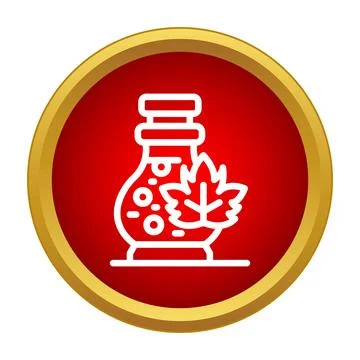 Maple syrup bottle icon with maple leaf design Stock Illustration