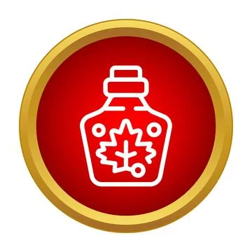 Maple syrup bottle icon in red circle Stock Illustration
