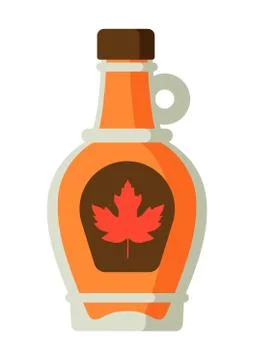 Maple syrup in bottle. Illustrazione stock