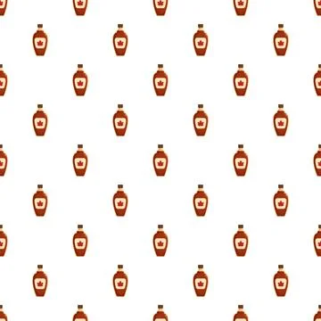 Maple syrup bottle pattern creating sweet food background Stock Illustration