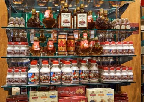 Maple syrup bottles Stock Photos