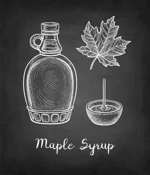 Maple syrup chalk sketch. Stock Illustration