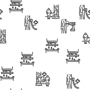 Maple Syrup Delicious Liquid Vector Seamless Pattern 스톡 일러스트