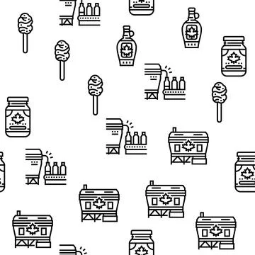 Maple Syrup Delicious Liquid Vector Seamless Pattern Stock Illustration