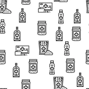 Maple Syrup Delicious Liquid Vector Seamless Pattern 스톡 일러스트