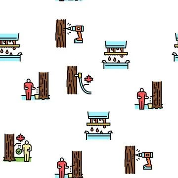 Maple Syrup Delicious Liquid Vector Seamless Pattern Illustrazione stock