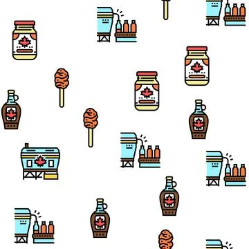 Maple Syrup Delicious Liquid Vector Seamless Pattern Stock Illustration