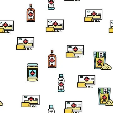 Maple Syrup Delicious Liquid Vector Seamless Pattern 스톡 일러스트