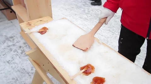 Maple syrup poured for eating Stock Footage 61023013