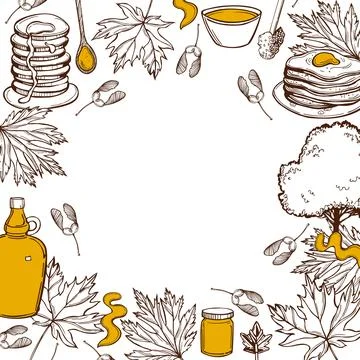 Maple syrup set. Vector  background. Stock Illustration