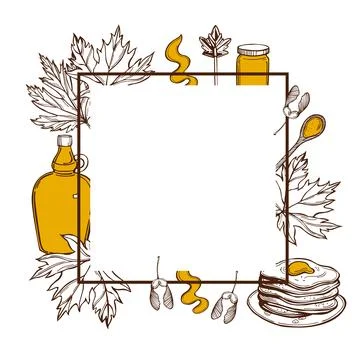 Maple syrup set. Vector  frame. Stock Illustration