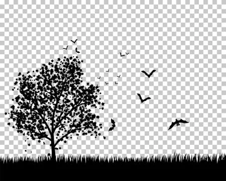 Maple Tree With Bats Stock Illustration
