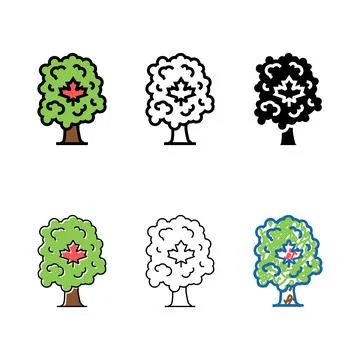 Maple tree color pack icon vector Stock Illustration