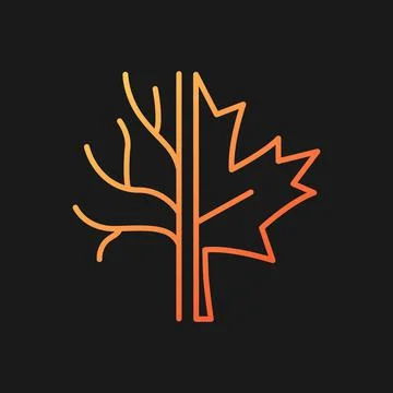 Maple tree gradient vector icon for dark theme Stock Illustration