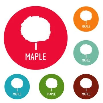 Maple tree icons circle set vector Stock Illustration