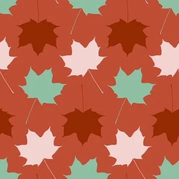 Maple tree leaf seamless pattern terracotta orange color, repeating backgroun Stock Illustration