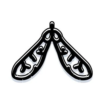 Maple tree samara seed icon black and white Stock Illustration