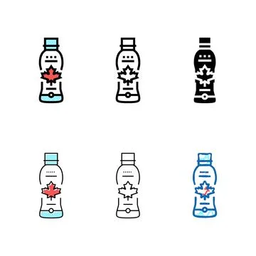 Maple variations water bottle color icon vector Stock Illustration