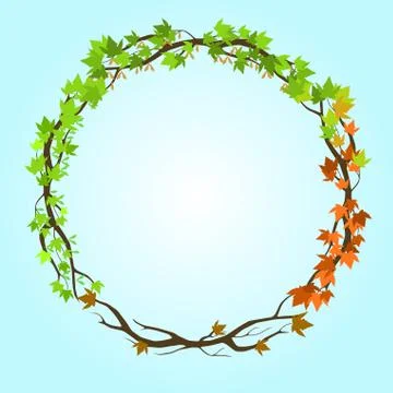 Maple wreath of all seasons Stock Illustration