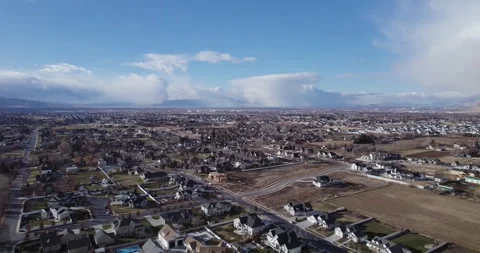 Mapleton and Spanish Fork City in Utah County, Aerial Drone View Stock Footage 296389639