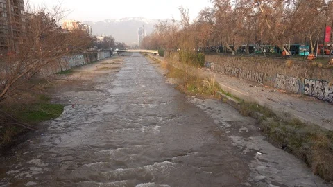 Mapocho River running through Santiago, Chile Stock Footage 115508739