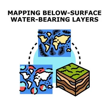 Mapping below surface water bearing layers abstract concept Stock Illustration