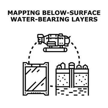 Mapping below surface water layers using advanced technology Stock Illustration