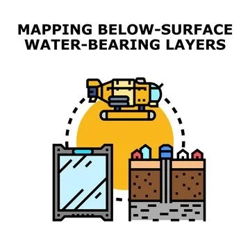 Mapping below surface water layers using advanced technology Stock Illustration