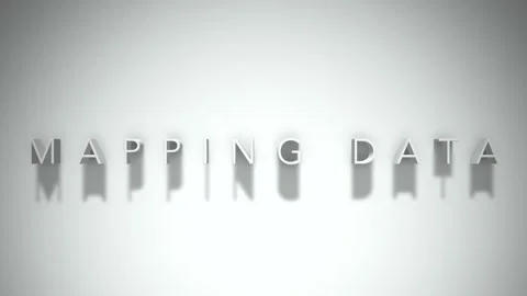 Mapping data 3D title animation white text on a white background Stock Footage 298373976