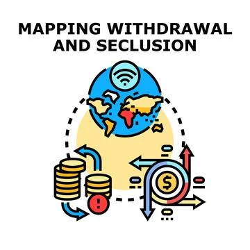 Mapping global financial withdrawal and social seclusion Stock Illustration