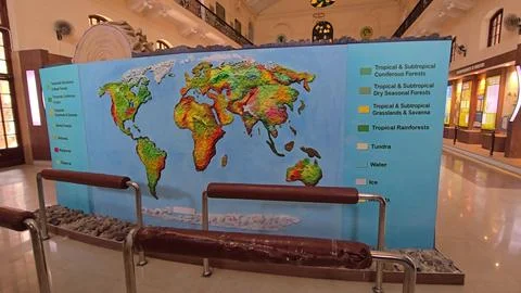 Mapping Heritage: The Beautiful India Map in the Museum Stock Photos