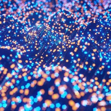 Mapping Information Paths: Parallel Data Streams in Digital Waves, 3D rendering Stock Illustration